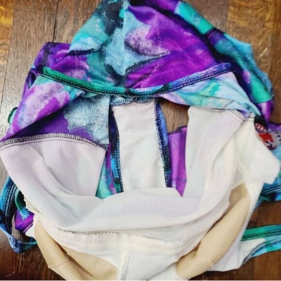 Vintage 80s 90s Jantzen Abstract Watercolor Purple Skirted One Piece Swimsuit - Picture 8 of 15